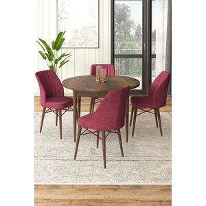 Dining Table & Chairs Set (5 Pieces) Rox - Baroque, Burgundy obraz