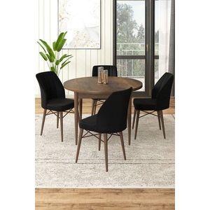 Dining Table & Chairs Set (5 Pieces) Rox - Baroque, Black obraz