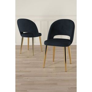 Sada židlí (4 kusy) Pane - Anthracite, Gold obraz