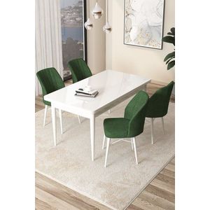 Dining Table & Chairs Set (5 Pieces) Arp - White, Khaki obraz