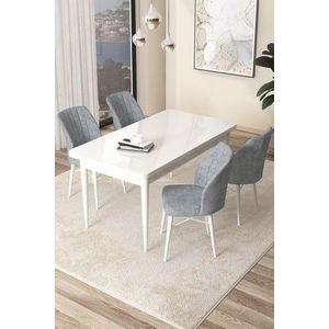 Dining Table & Chairs Set (5 Pieces) Arp - White, Grey obraz