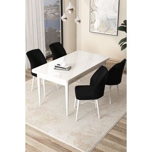 Dining Table & Chairs Set (5 Pieces) Arp - White, Black obraz