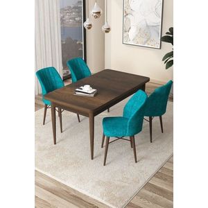 Dining Table & Chairs Set (5 Pieces) Arp - Baroque, Turquoise obraz