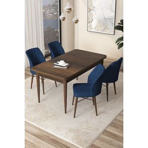 Dining Table & Chairs Set (5 Pieces) Arp - Baroque, Navy Blue obraz