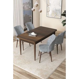 Dining Table & Chairs Set (5 Pieces) Arp - Baroque, Grey obraz