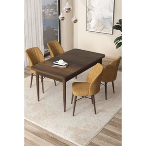 Dining Table & Chairs Set (5 Pieces) Arp - Baroque, Cappuccino obraz
