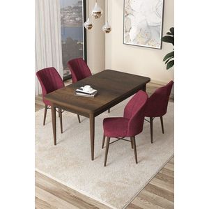 Dining Table & Chairs Set (5 Pieces) Arp - Baroque, Burgundy obraz
