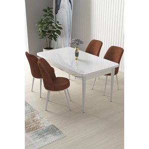Dining Table & Chairs Set (5 Pieces) Nil - White, Tile Red obraz
