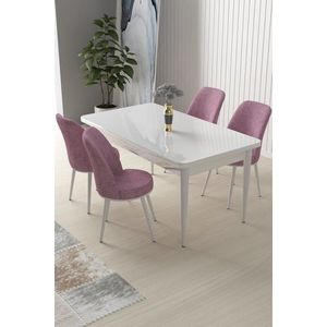 Dining Table & Chairs Set (5 Pieces) Nil - White, Pink obraz
