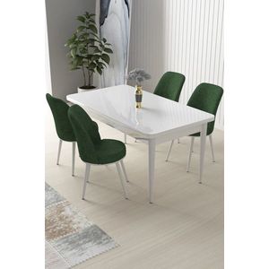Dining Table & Chairs Set (5 Pieces) Nil - White, Khaki obraz