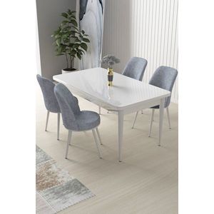Dining Table & Chairs Set (5 Pieces) Nil - White, Grey obraz