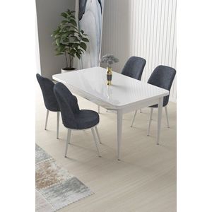 Dining Table & Chairs Set (5 Pieces) Nil - White, Fume obraz