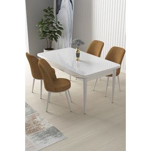 Dining Table & Chairs Set (5 Pieces) Nil - White, Cappuccino obraz