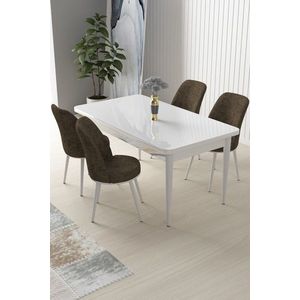 Dining Table & Chairs Set (5 Pieces) Nil - White, Brown obraz