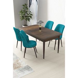Dining Table & Chairs Set (5 Pieces) Nil - Baroque, Turquoise obraz