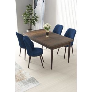 Dining Table & Chairs Set (5 Pieces) Nil - Baroque, Navy Blue obraz