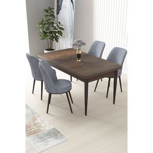 Dining Table & Chairs Set (5 Pieces) Nil - Baroque, Grey obraz