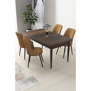 Dining Table & Chairs Set (5 Pieces) Nil - Baroque, Cappuccino obraz
