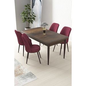 Dining Table & Chairs Set (5 Pieces) Nil - Baroque, Burgundy obraz
