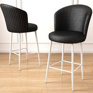 Bar Stool Set (4 Pieces) Uras - Black, White obraz