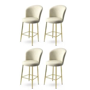 Bar Stool Set (4 Pieces) Fora - Cream, Gold obraz