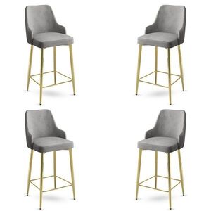 Bar Stool Set (4 Pieces) Enox - Grey, Gold obraz