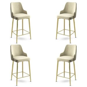 Bar Stool Set (4 Pieces) Enox - Cream, Gold obraz