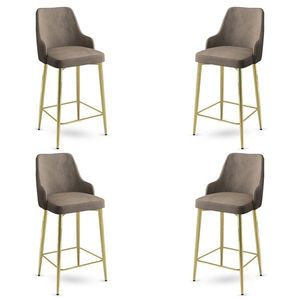 Bar Stool Set (4 Pieces) Enox - Cappuccino, Gold obraz