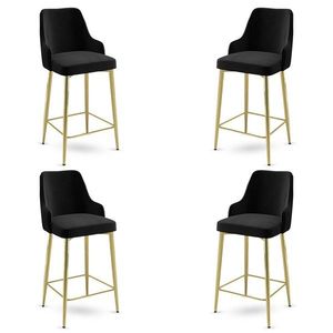 Bar Stool Set (4 Pieces) Enox - Black, Gold obraz