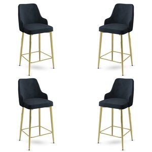 Bar Stool Set (4 Pieces) Enox - Anthracite, Gold obraz