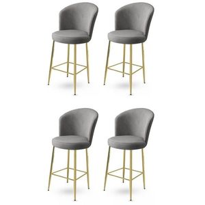 Bar Stool Set (4 Pieces) Alte - Grey, Gold obraz