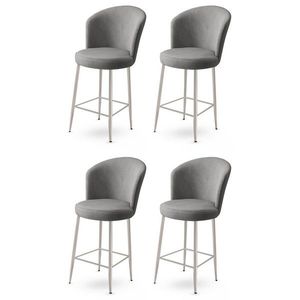 Bar Stool Set (4 Pieces) Alte - Grey, Chrome obraz