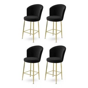 Bar Stool Set (4 Pieces) Alte - Black, Gold obraz