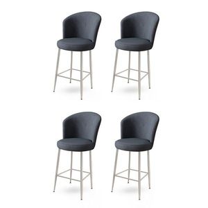 Bar Stool Set (4 Pieces) Alte - Anthracite, Chrome obraz