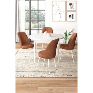 Dining Table & Chairs Set (5 Pieces) Tor - White, Tile Red obraz