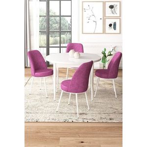 Dining Table & Chairs Set (5 Pieces) Tor - White, Purple obraz