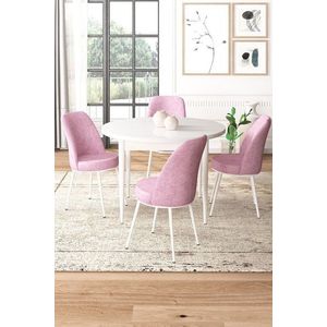 Dining Table & Chairs Set (5 Pieces) Tor - White, Pink obraz