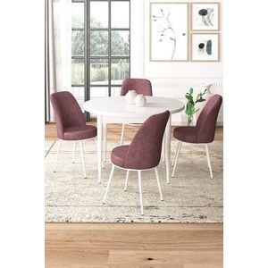 Dining Table & Chairs Set (5 Pieces) Tor - White, Dusty Rose obraz