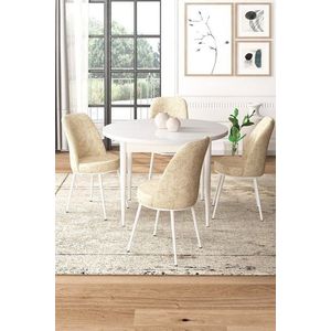 Dining Table & Chairs Set (5 Pieces) Tor - White, Cream obraz