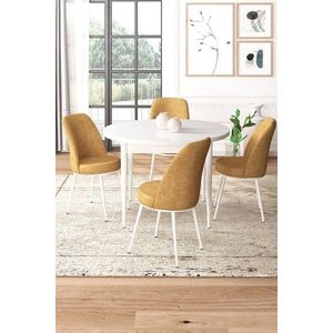 Dining Table & Chairs Set (5 Pieces) Tor - White, Cappuccino obraz