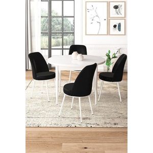 Dining Table & Chairs Set (5 Pieces) Tor - White, Black obraz