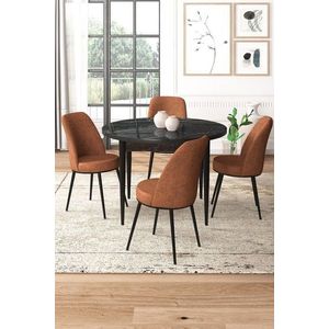 Dining Table & Chairs Set (5 Pieces) Tor - Black Marble, Tile Red obraz