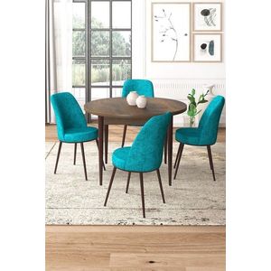 Dining Table & Chairs Set (5 Pieces) Tor - Baroque, Turquoise obraz