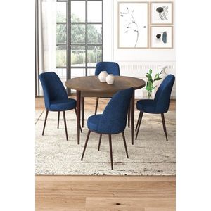 Dining Table & Chairs Set (5 Pieces) Tor - Baroque, Navy Blue obraz