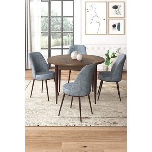 Dining Table & Chairs Set (5 Pieces) Tor - Baroque, Grey obraz