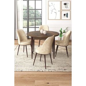 Dining Table & Chairs Set (5 Pieces) Tor - Baroque, Cream obraz