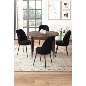 Dining Table & Chairs Set (5 Pieces) Tor - Baroque, Black obraz