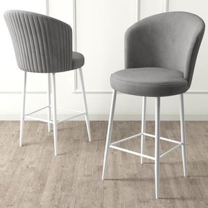 Bar Stool Set (4 Pieces) Fora - Grey, White obraz