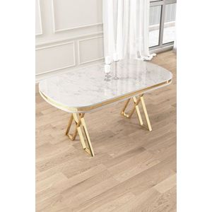 Jídelní stůl Zae - White Marble, Gold obraz