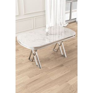 Jídelní stůl Zae - White Marble, Chrome obraz